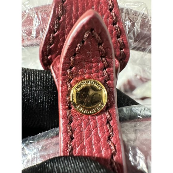 Burberry Medium Banner House Check Leather Tote Shoulder Bag Crimson - Picture 8 of 16